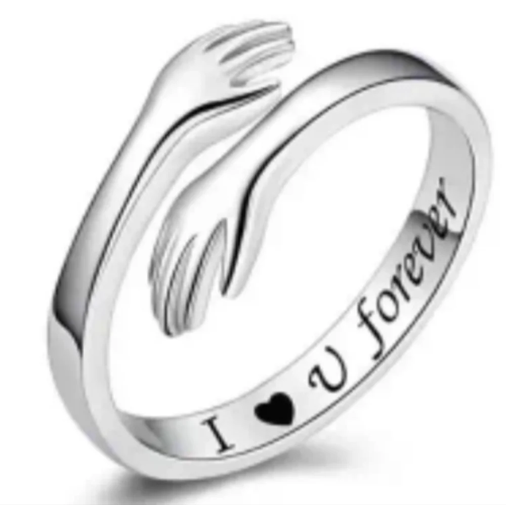Alloy Adjustable Couple Hug Ring Size 8